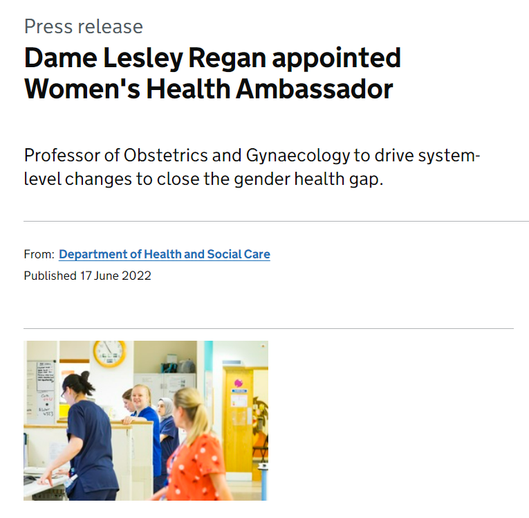 Dame Lesley Regan appointed Women’s Health Ambassador